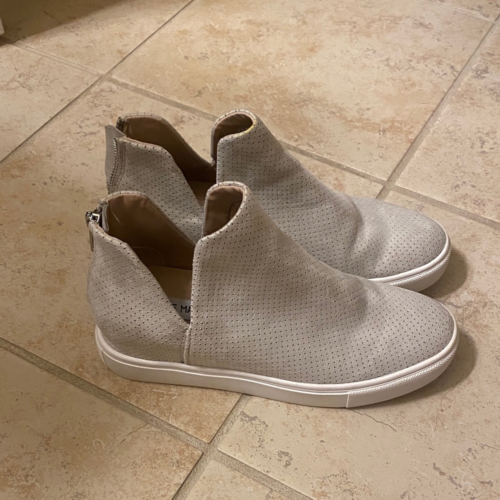 Steve Madden Grey Perforated Ankle Booties